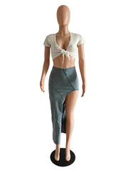 Fashion Irregular High Waist Slit Denim Skirts