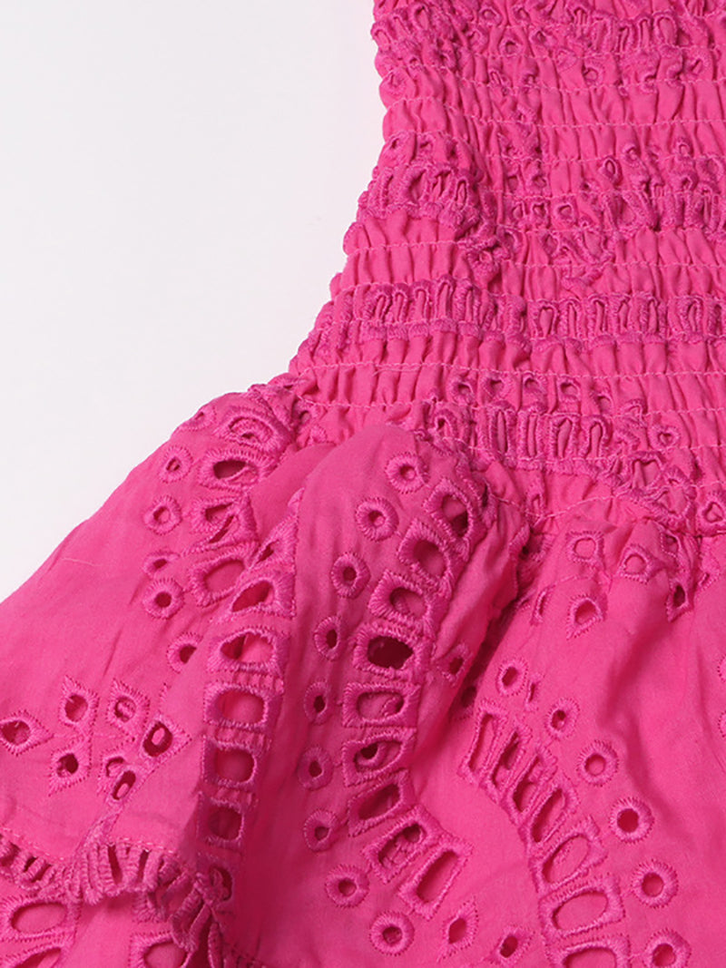 Fashion Sleeveless Embroider Ruffle Mini Dress