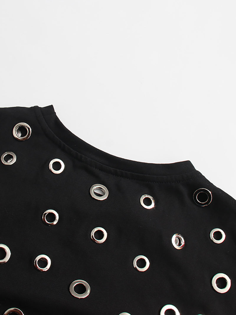 Fashion Eyelets Loose Casual T-Shirt