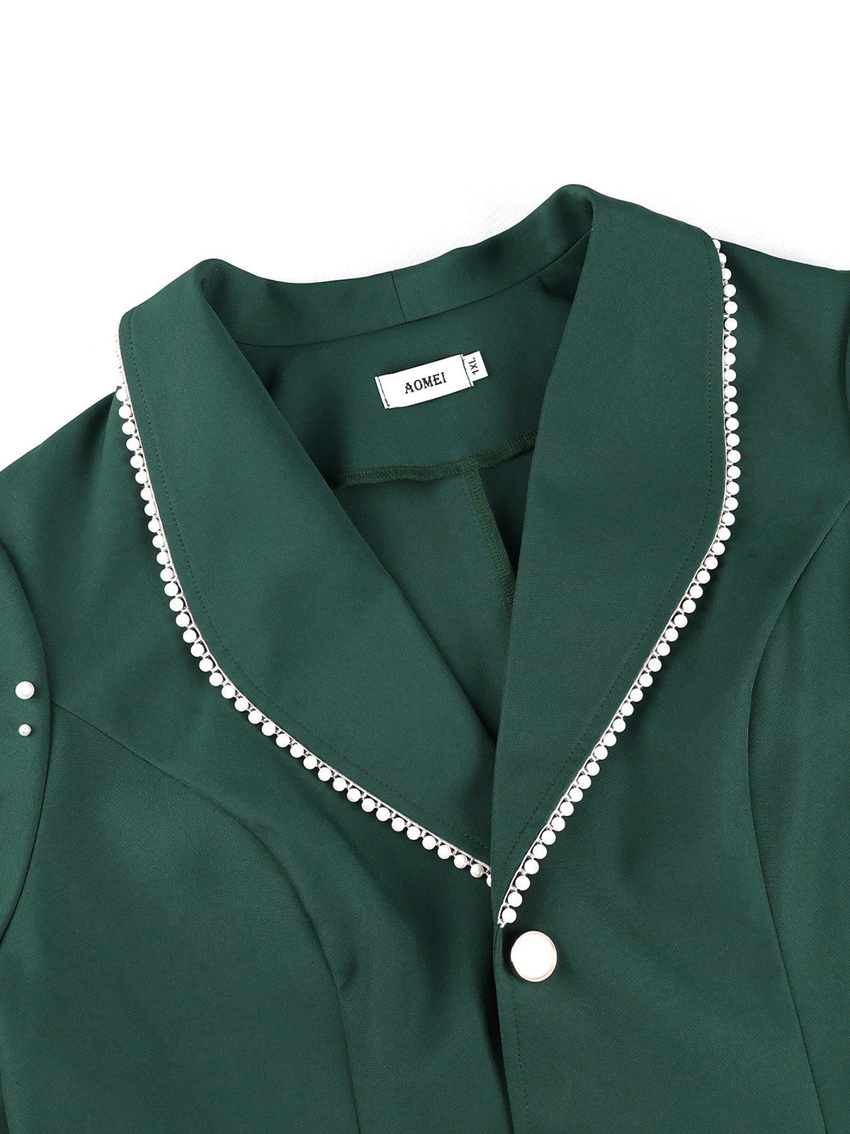 Elegant Shimmering Pearls Blazer Slit Pants Suit