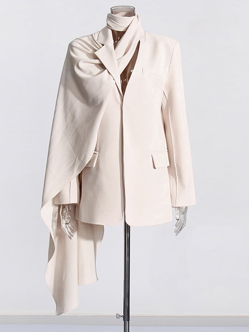 Scarf Embellished Asymmetrical Blazer