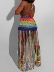 Rainbow Crochet Tassel Beach 2 Piece Set