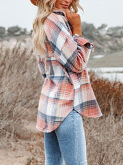 Fashion Loose Plaid Shacket Jacket