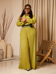 Cropped Shirt and Pleated Pants Set