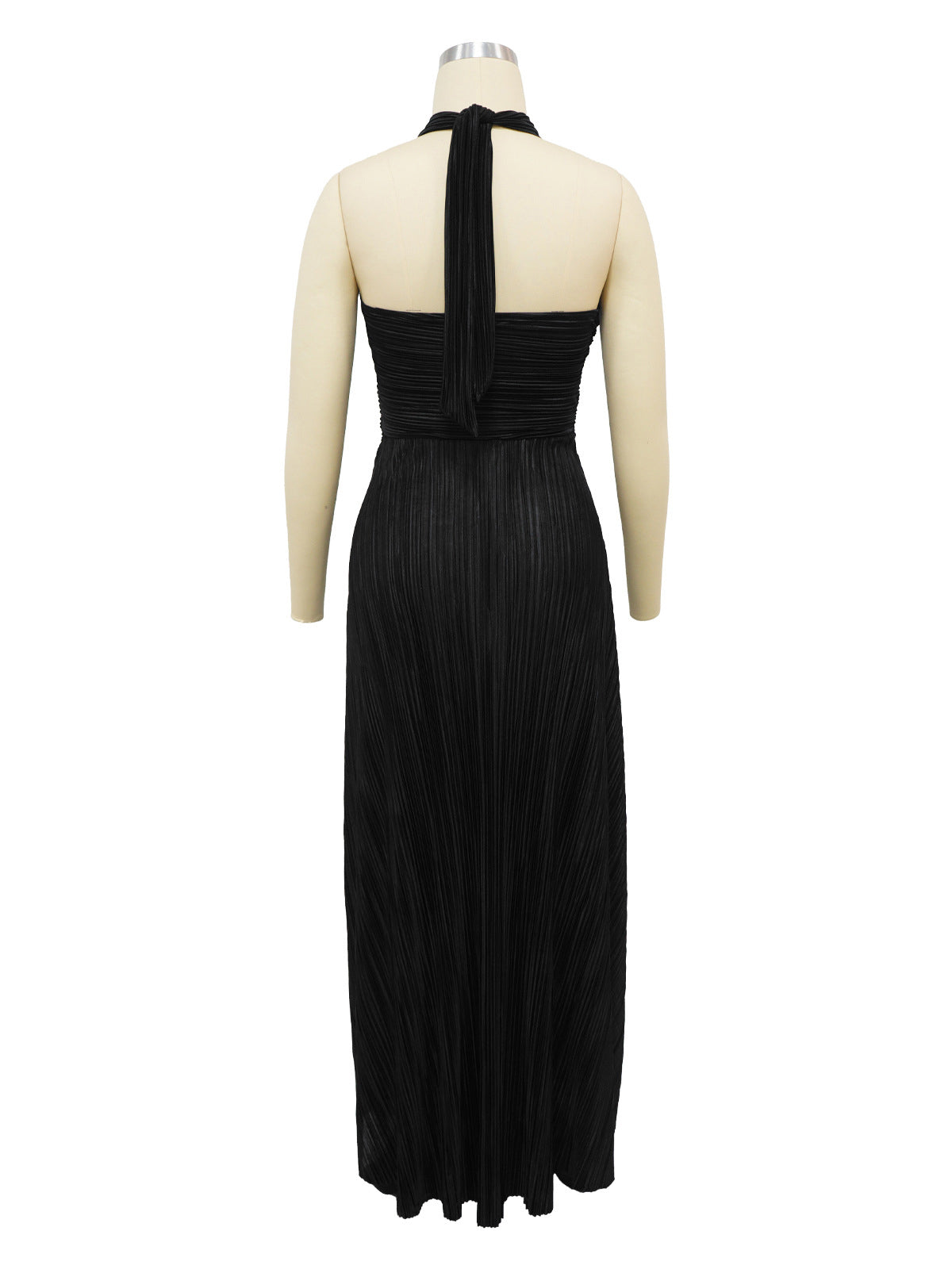 Sexy Strapless Ribbed Cut-Out Halter Maxi Dress