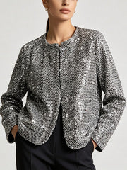 Sequin Panel Long Sleeve Cardigan-boutique