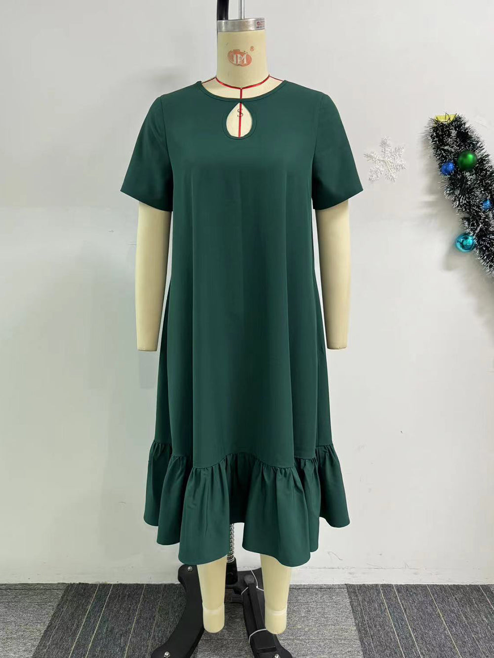 Solid Color Ruffle Loose Short Sleeve Dress