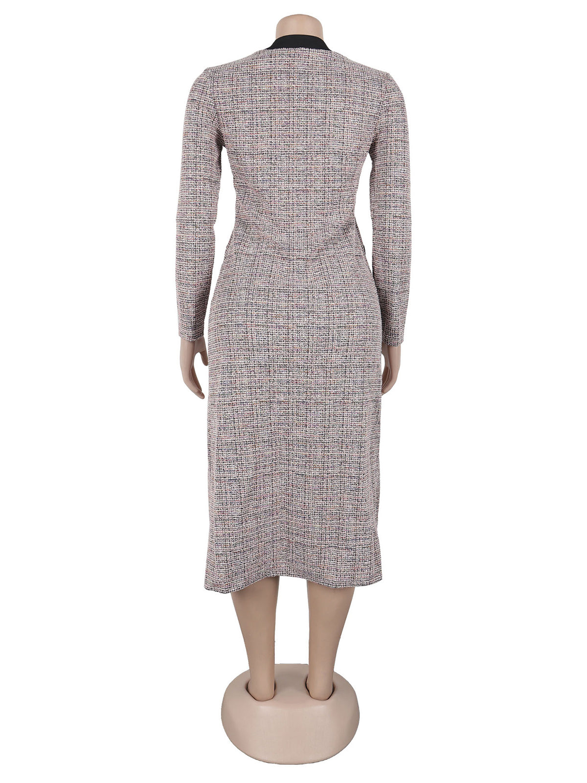 Elegant V-Neck Single Breasted Midi Dress