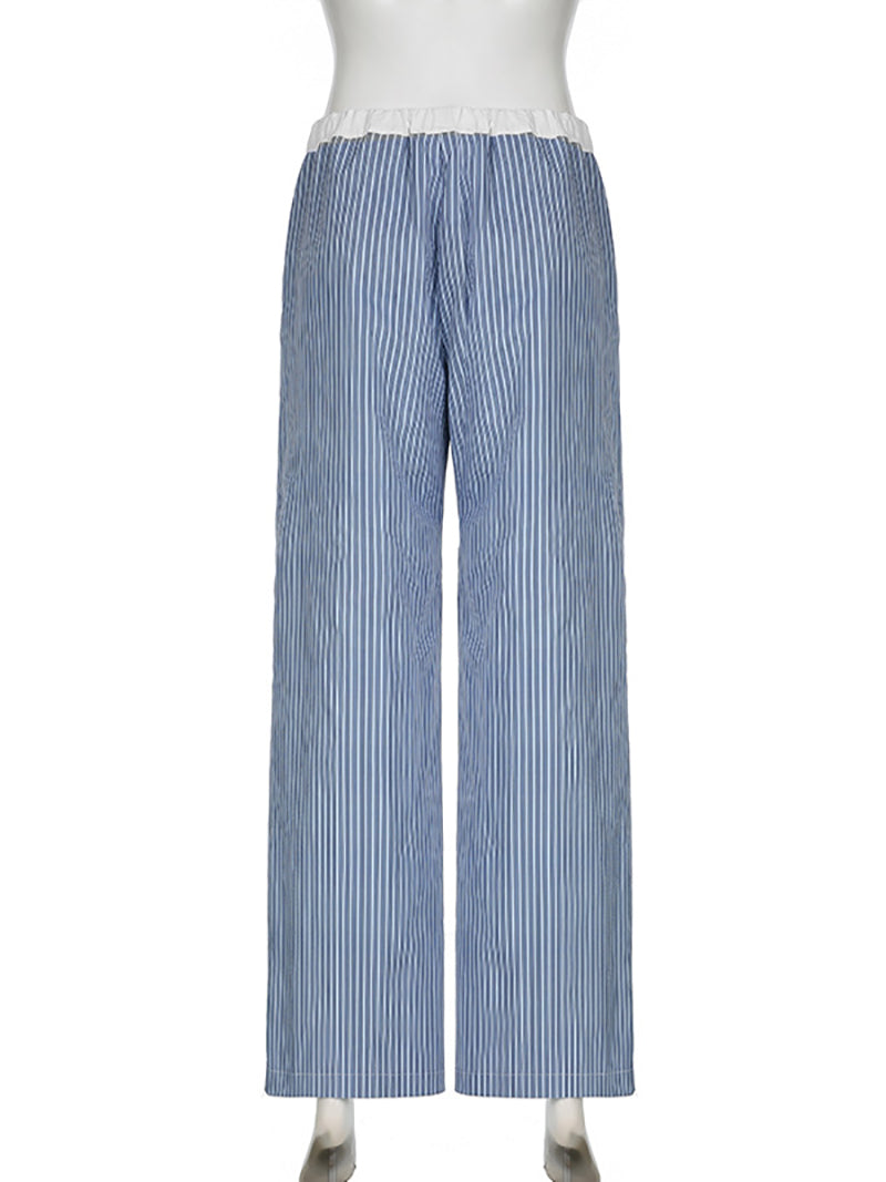 Casual Loose Striped Wide Leg Pants