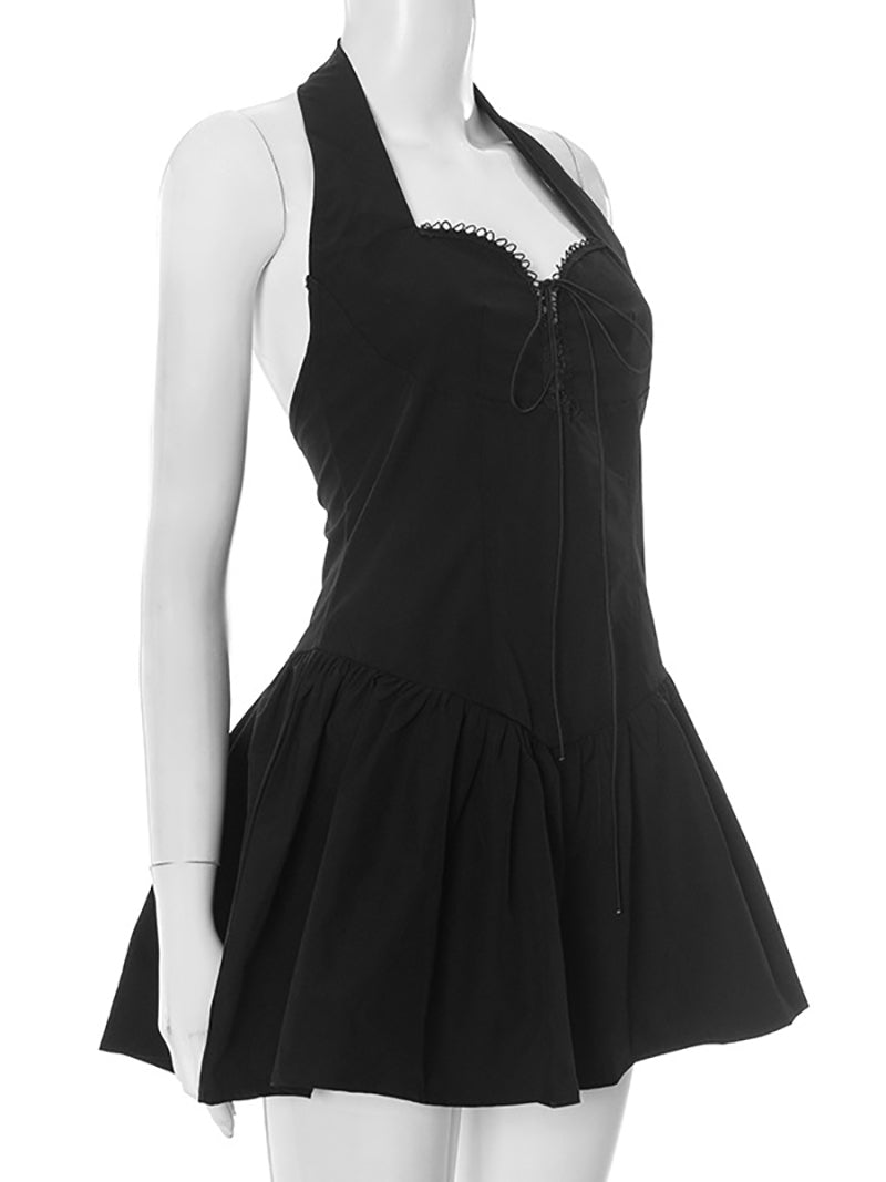 Sexy Halter Backless Ruffle Romper