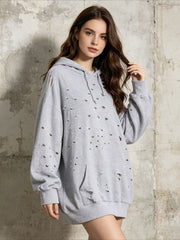 Distressed Oversized Pullover Hoodie