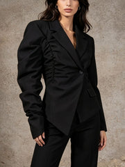 Asymmetric Sculptural Black Blazer-boutique