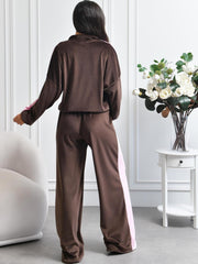 Chevron Color Block Zip Jacket and Pants Set
