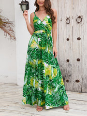 Sexy Spaghetti Strap Print Slim Maxi Dress