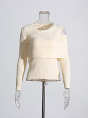 Casual Ribbed Off Shoulder Slim Sweater