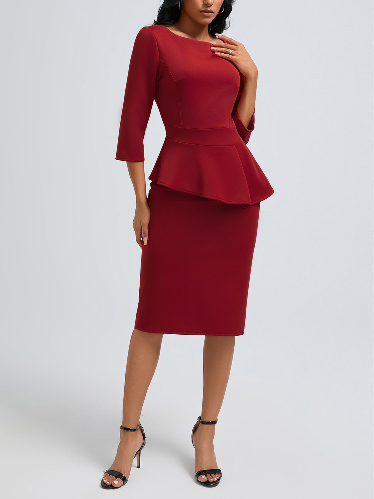 Fashion Half Sleeve Bodycon Business Midi Dress