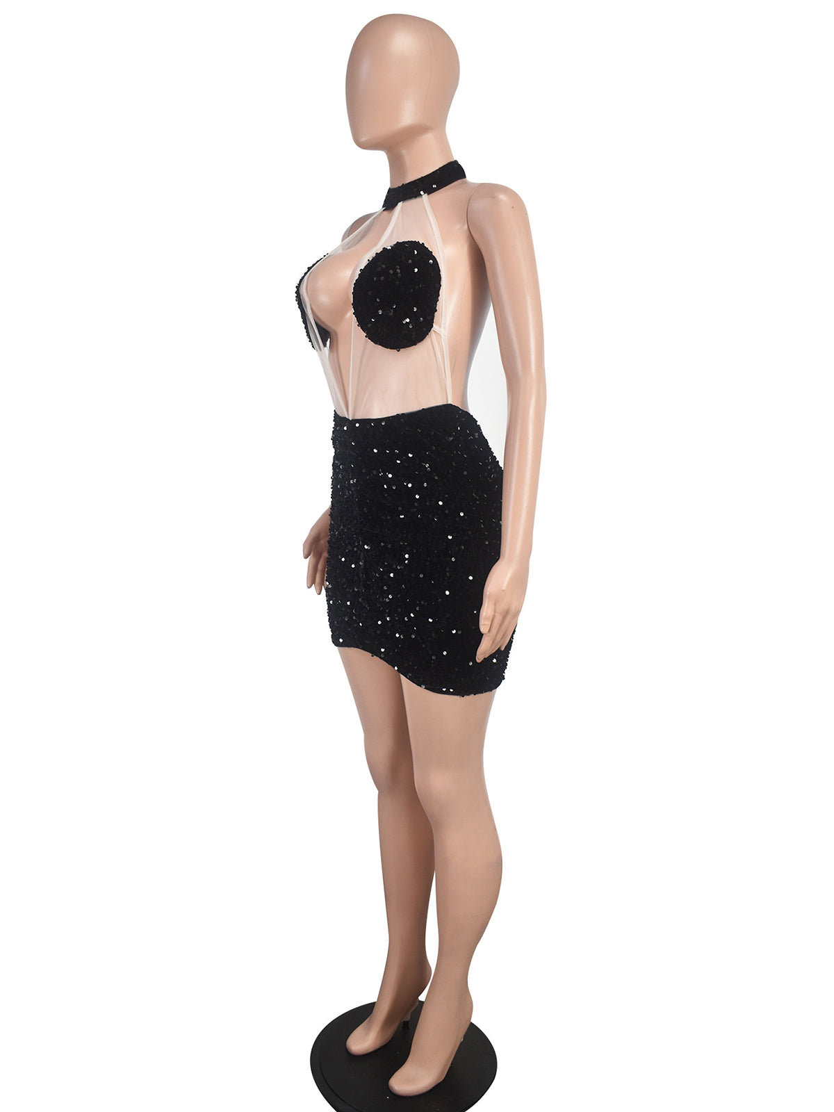 Sexy Halter Neck Sequin Bodycon Tube Mini Dress