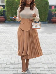 Fashion Solid Color Pleated Skirt