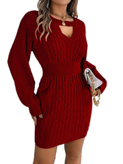 Round Neck Cut-out Knit Bodycon Dress