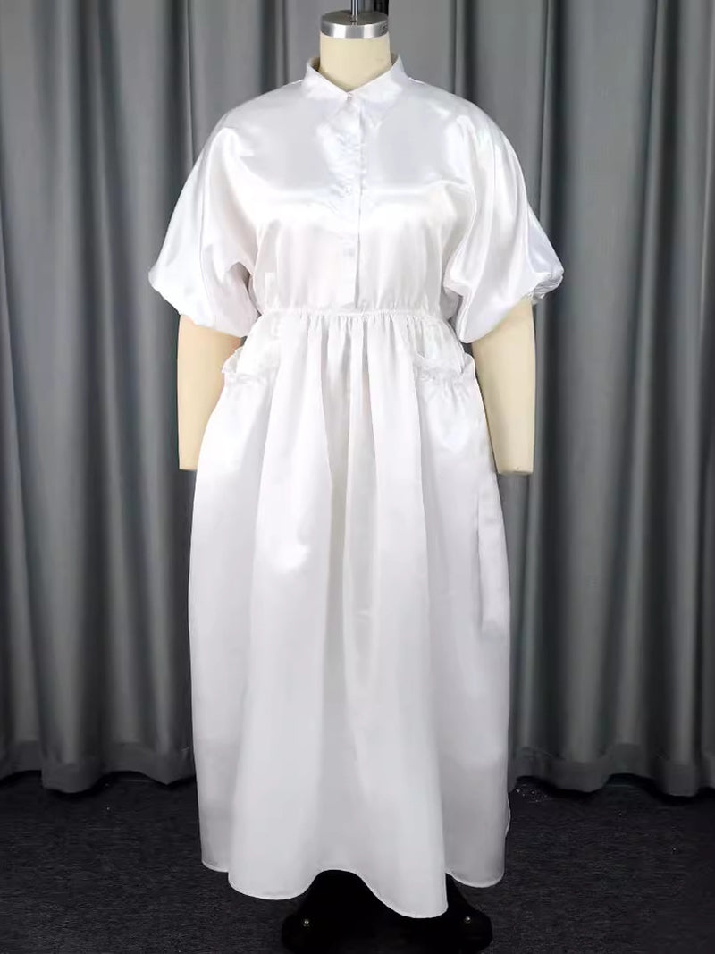 Solid Color Casual High Waist Party Dress
