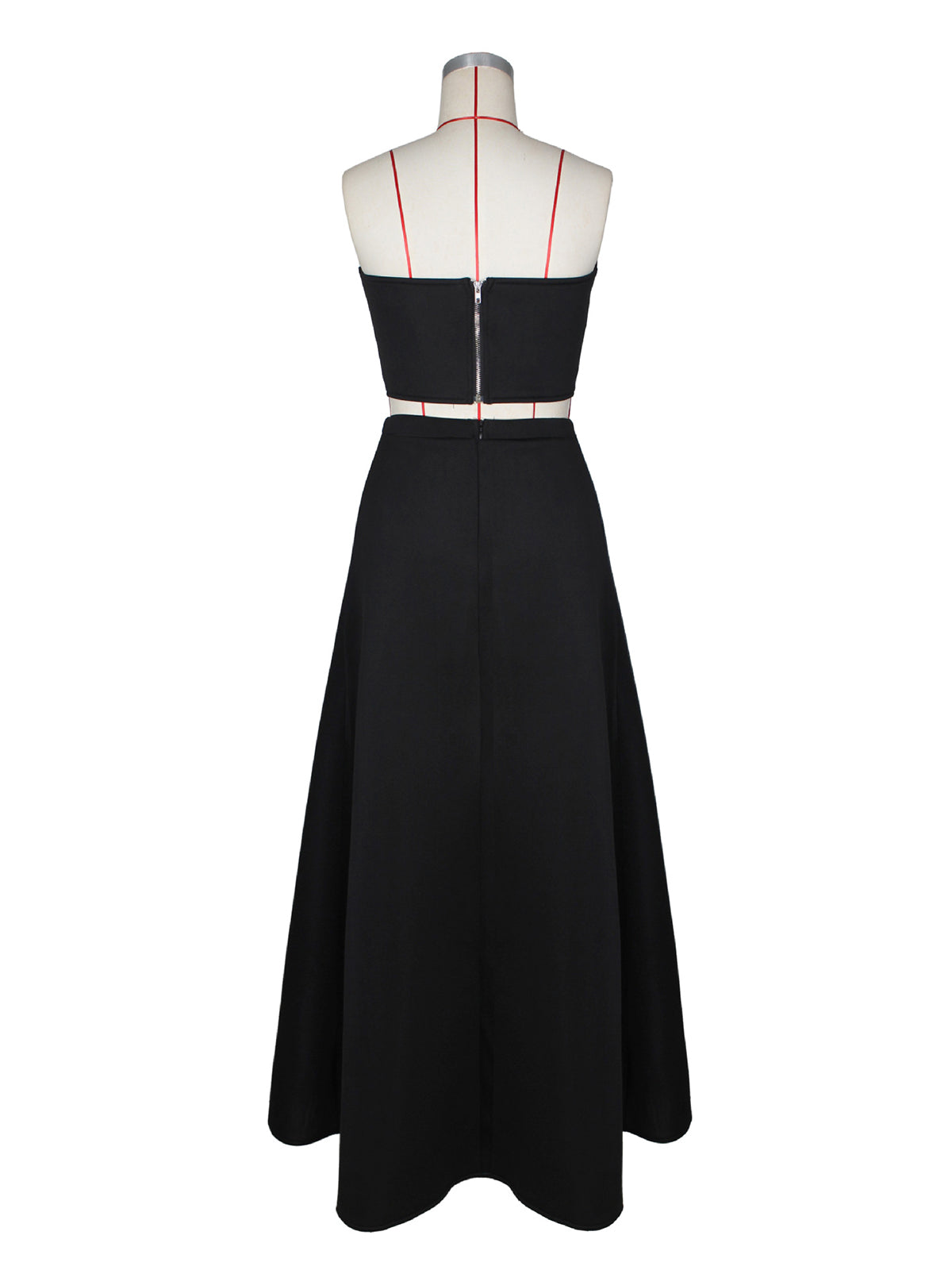 Elegant Contrast Color Tube Top And Long Skirt Sets