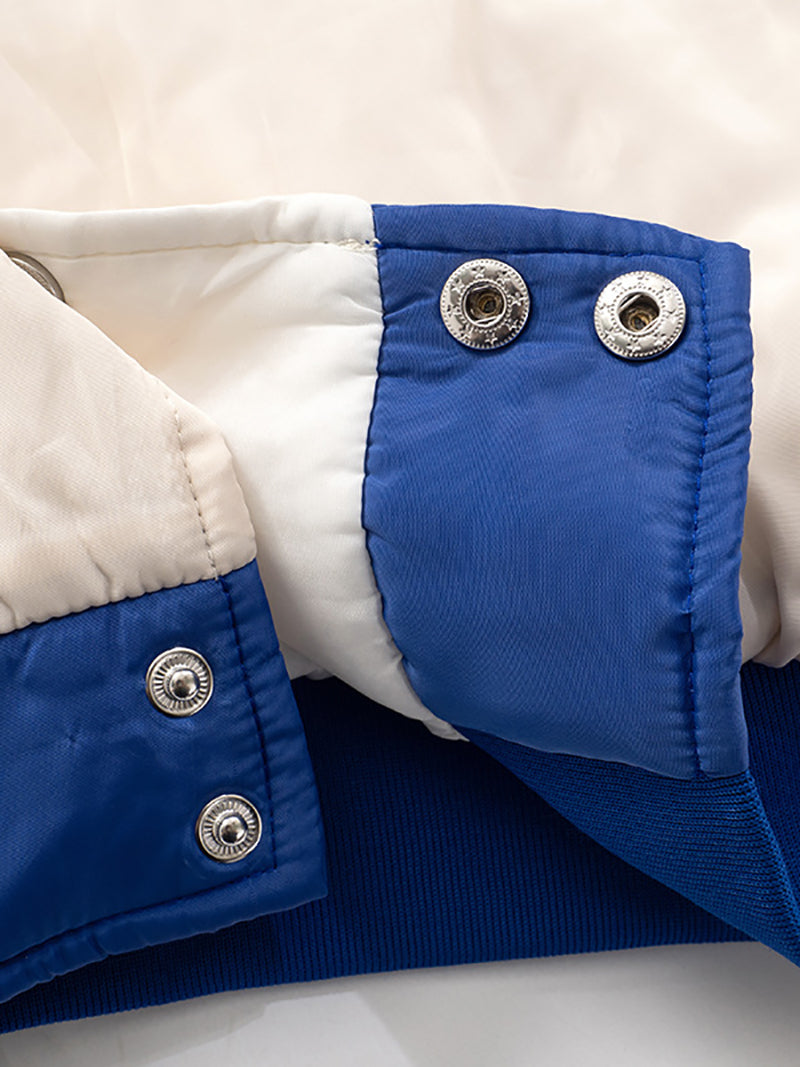 Fashion Ruched Embroidery Baseball Cropped Jacket