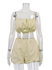 Fashion Loose Stripe Print Shorts 3 Piece Set
