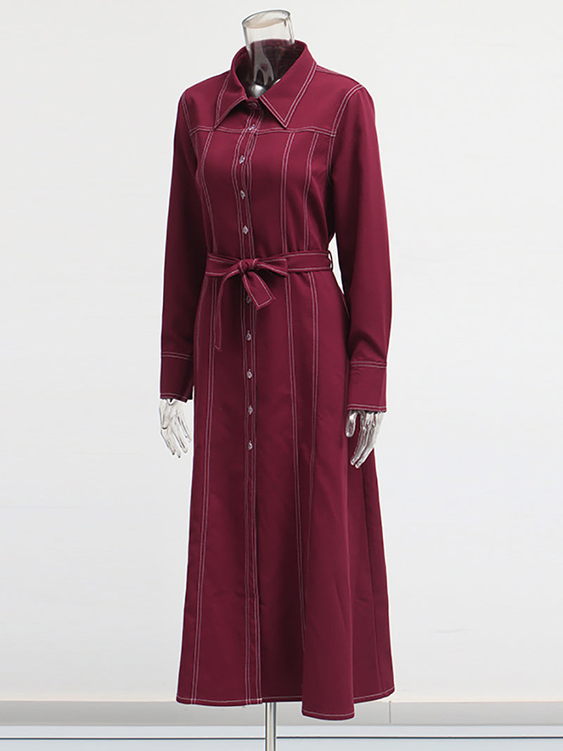 Elegant Single-Breasted Cardigan Lace-up Coat