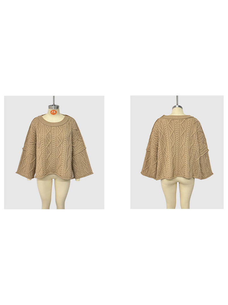 Casual Round Neck Loose Knit Pullover Sweater