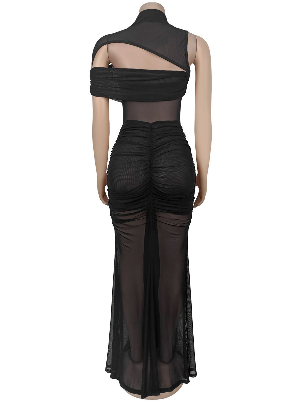 Sexy Sheer Mesh Hollow Out Top Bodycon Dress Sets
