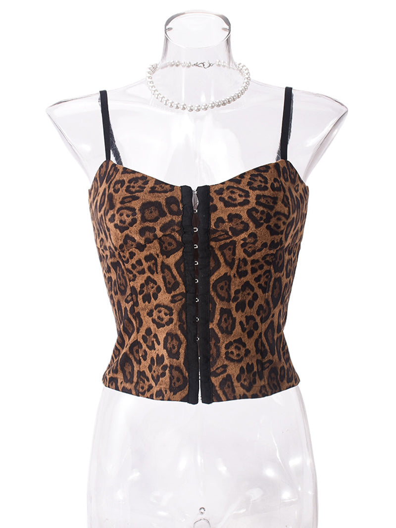 Leopard Print Drill Shaper Corset Vest