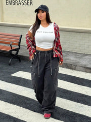 Women's Plus Size Multi Pocket Cargo Jeans