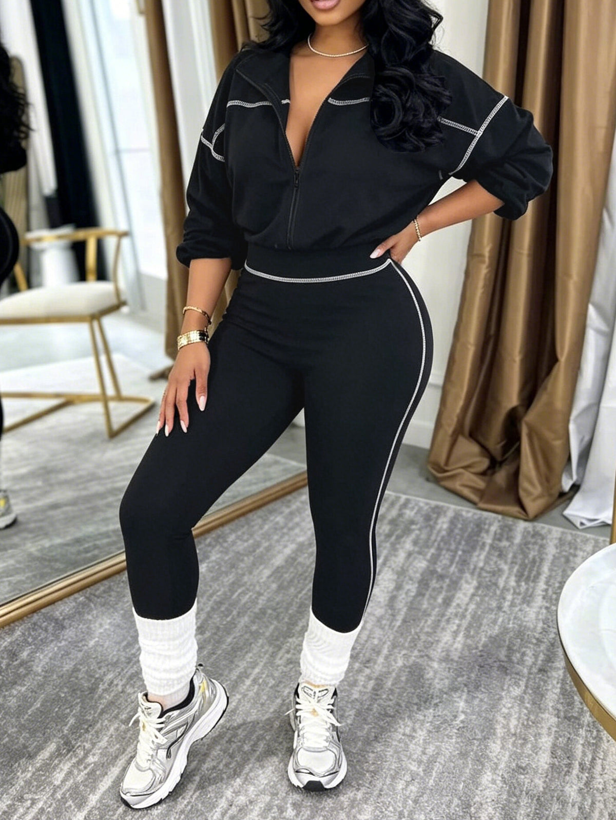 Zip Jacket and Slim Pants Set