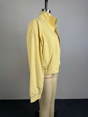 Stand Collar Cropped Oversized Jacket