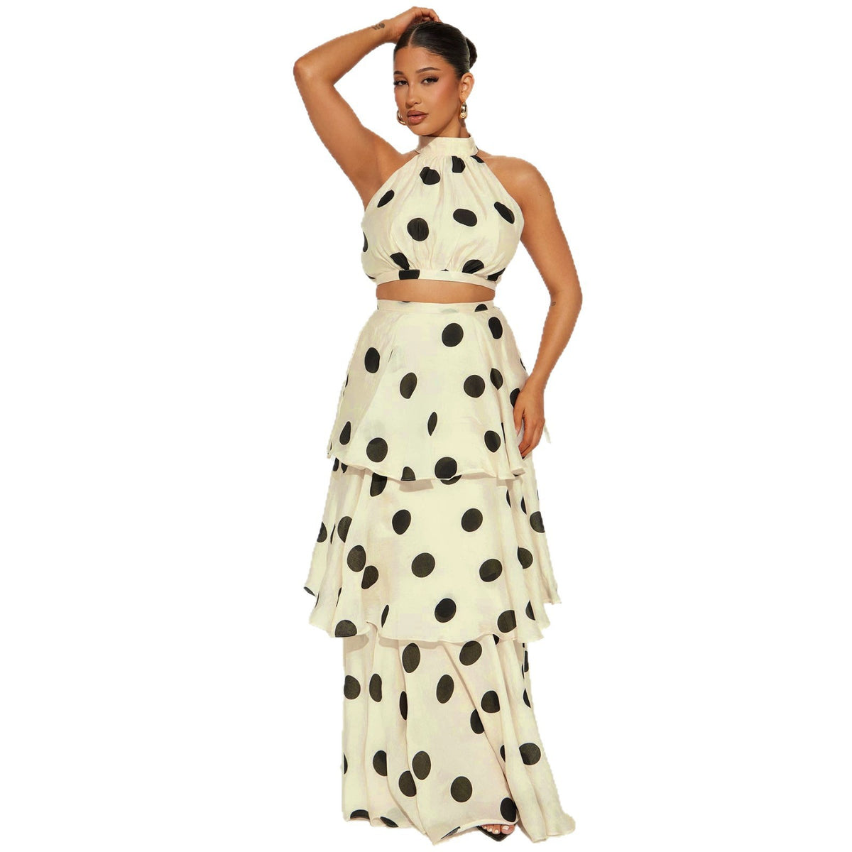 Polka Dot Top and Tiered Skirt Set