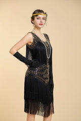Plus Size Sequin Fringe Tank Flapper Dress