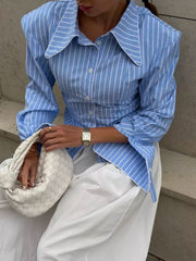 Belted Striped Button Up Shirt