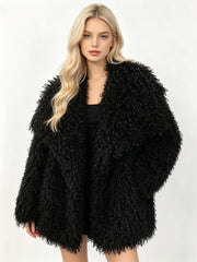 Shaggy Faux Fur Wide Collar Cropped Jacket