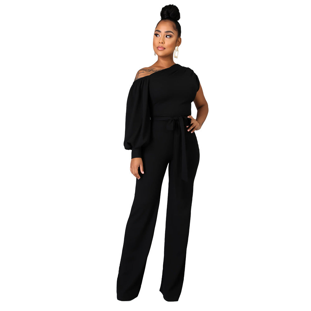 Women's One Shoulder Wide Leg Jumpsuit