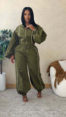 Cropped Track Jacket and Jogger Pants Set