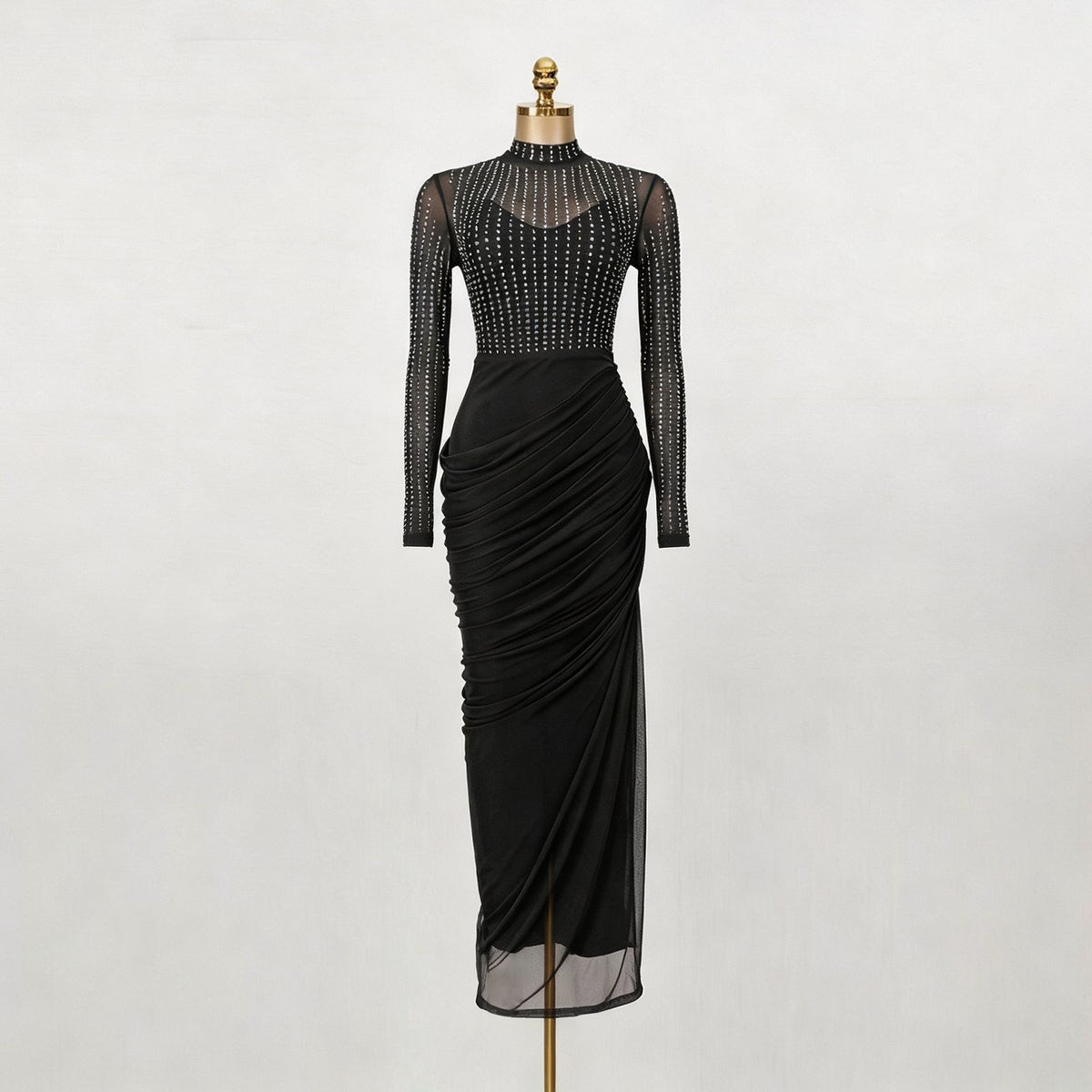 Rhinestone Mesh Mermaid Evening Dress-boutique