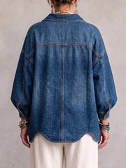 Relaxed Collared Denim Jacket for Women