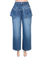 Double Pocket Cargo Wide Leg Jeans