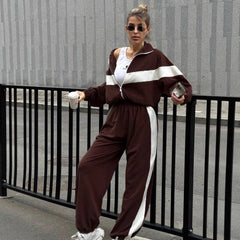 Color Block Zip Hoodie and Jogger Pants Set