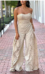 Lace Bandeau Top and Pants Two Piece Set