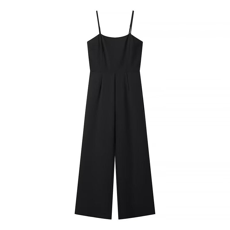 High Waist Suspender Wide Leg Jumpsuit