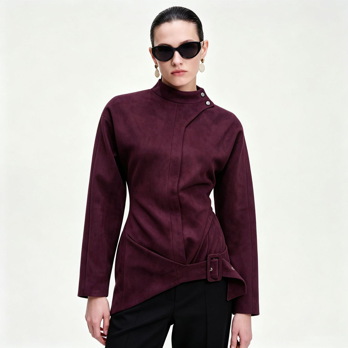 Asymmetric Solid Tailored Blazer-boutique