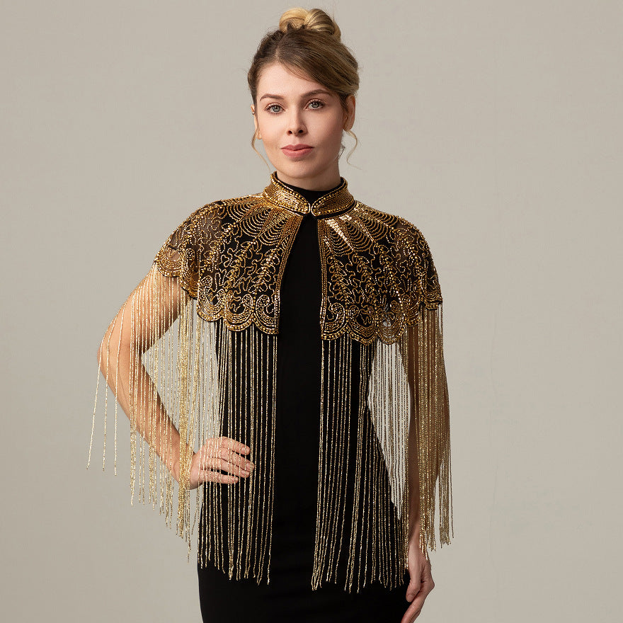 Luxury Beaded Fringe Evening Cape-boutique