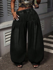 Women's Plus Size Pleated Balloon Jeans
