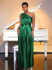 Women's Backless Pleated Maxi Party Dress